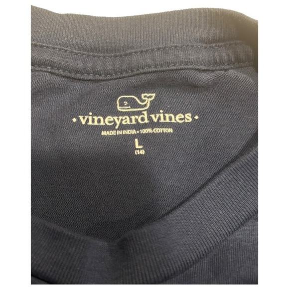 Vineyard Vines Football Logo Whale Long Sleeve T-Shirt Boys Large (14) Navy Blue - Picture 5 of 5